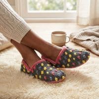 Ladies 'JADE' Dotted Knitted Textile Full Slippers  FUCHSIA