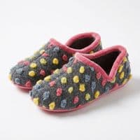 Ladies 'JADE' Dotted Knitted Textile Full Slippers  FUCHSIA
