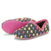 Ladies 'JADE' Dotted Knitted Textile Full Slippers  FUCHSIA
