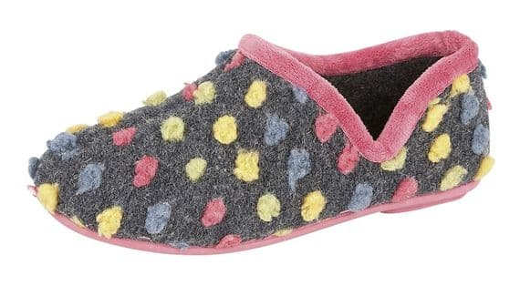 Ladies 'JADE' Dotted Knitted Textile Full Slippers  FUCHSIA
