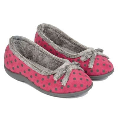 LOUISE Ladies  Dotted Ballerina  Slippers with TPR Sole  PINK