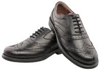 M963 Men's Leather Brogue Formal Shoes, Wider Fitting, BLACK