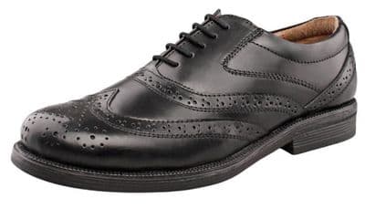 M963 Men's Leather Brogue Formal Shoes, Wider Fitting, BLACK