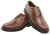M963 Men's Leather Brogue Formal Shoes, Wider Fitting, BROWN