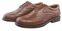 M963 Men's Leather Brogue Formal Shoes, Wider Fitting, BROWN