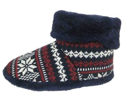Men's Dunlop Snug Nordic Boot Slippers NAVY