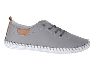 Mod Comfys L662 Womens Softie Leather Elastic Lace Shoe GREY