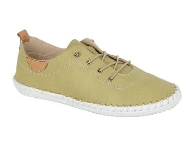 Mod Comfys L662 Womens Softie Leather Elastic Lace Shoe PISTACHIO