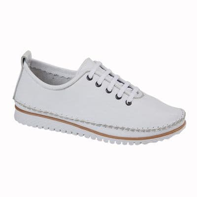 Mod Comfys L988 Womens Softie Leather Comfort Shoe WHITE