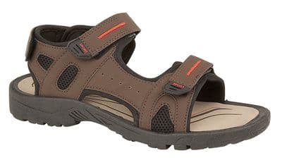 PDQ M933 Mens Triple Touch Fastening Sports Sandal BROWN PU