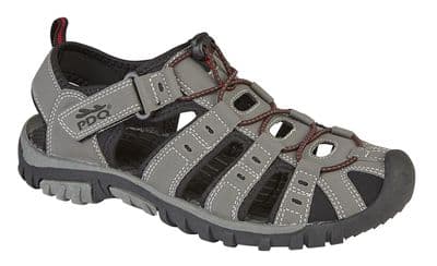 PDQ Mens Touch Fastening Trail Sandals GREY/Red