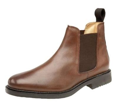 Roamers M278 Leather Chelsea Boots BROWN with Part Leather Lining and Rubber Sole