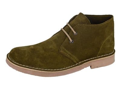 Roamers M400 Khaki Suede Desert Boots Unlined with a TPR Sole