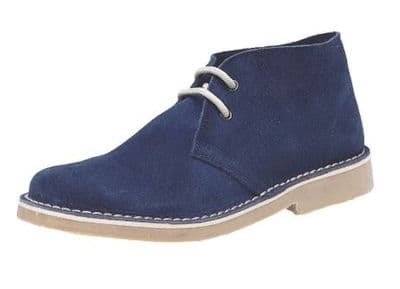 Roamers M400 Navy Blue Suede Desert Boots Unlined with a TPR Sole