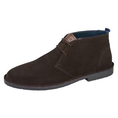 Roamers M965 Suede Leather Desert Boots Check Textile Lining TPR Sole  DARK BROWN