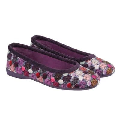 SAMIRA Ladies  Ballerina  Slippers with Rubber Sole  PURPLE