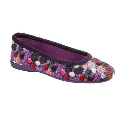 SAMIRA Ladies  Ballerina  Slippers with Rubber Sole  PURPLE