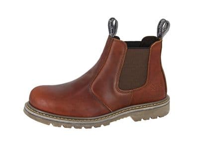 WOODLAND, M858 Men's Gusset Chelsea Boots DARK BROWN  TUMBLED LEATHER