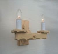 Rustic 2-Light Natural Pine Wooden Wall Light | Tradwoodlights