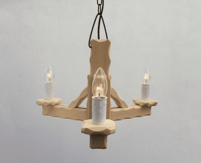 Hand Made Natural Pine Rustic Wooden 3-Light Pendant Ceiling Light
