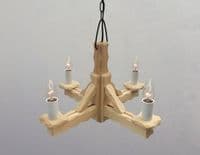 Rustic 4-Light Natural Pine Wooden Ceiling Pendant Light | Tradwoodlights