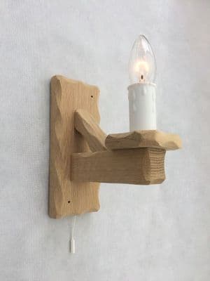 Hand Made - Oak 1-Light Wall Light with Pull Switch