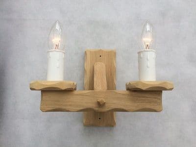 Hand Made - Oak 2-Light Wooden Wall Light