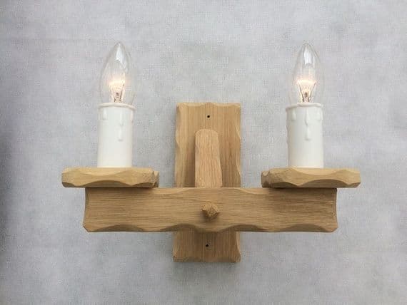 Oak 2-Light Wooden Wall Light | Tradwoodlights