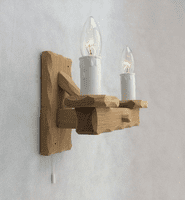 Oak 2-Light Wooden Wall Light & Pull Switch| Tradwoodlights