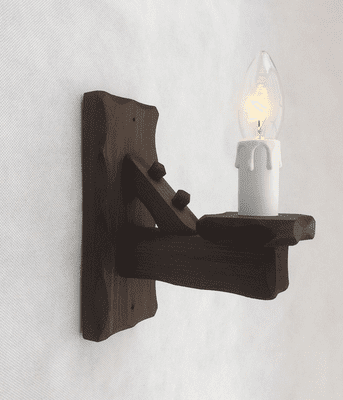 Hand Made Rustic 1-Light Wooden Wall Light