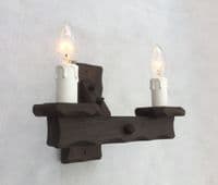 Rustic 2-Light Wooden Wall Light | Tradwoodlights