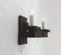 Rustic 2-Light Wooden Wall Light & Pull Switch | Tradwoodlights
