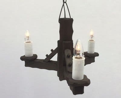 Hand Made Rustic 3-Light Wooden Pendant/Ceiling Light