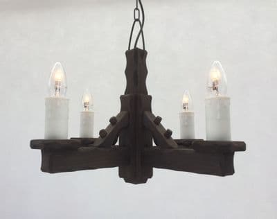 Hand Made Rustic Wooden 4-Light Pendant/Ceiling Light