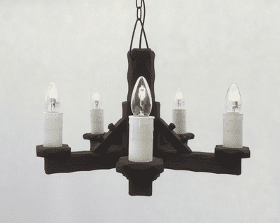 Hand Made Rustic Wooden 5-Light Pendant/Ceiling Light