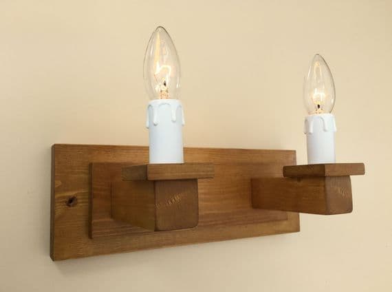 Nevis - Hand Made 2 Light Wooden Wall Light - Antique Pine Finish