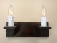 Nevis - Hand Made 2 Light Wooden Wall Light - Dark Oak Finish