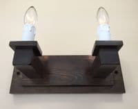 Nevis - Hand Made 2 Light Wooden Wall Light - Dark Oak Finish