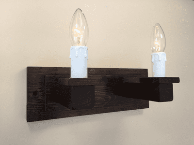 Nevis - Hand Made 2 Light Wooden Wall Light - Dark Oak Finish