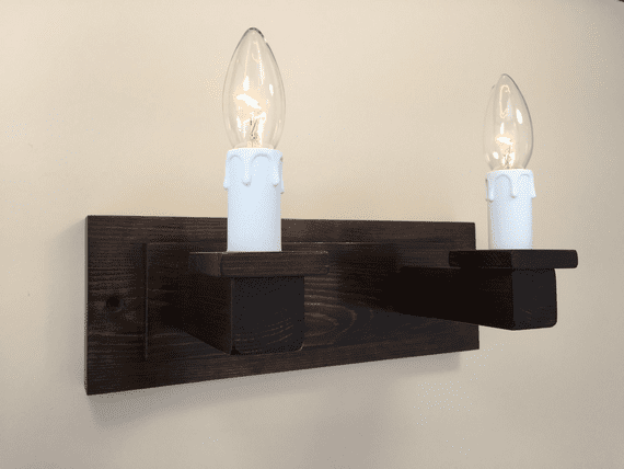 Nevis - Hand Made 2 Light Wooden Wall Light - Dark Oak Finish