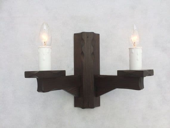Symphony Waxed 2-Light Wooden Wall Light | Tradwoodlights