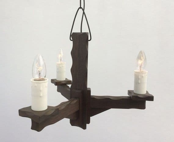 Symphony Waxed Wooden 3-Light Ceiling Pendant Light | Tradwoodlights