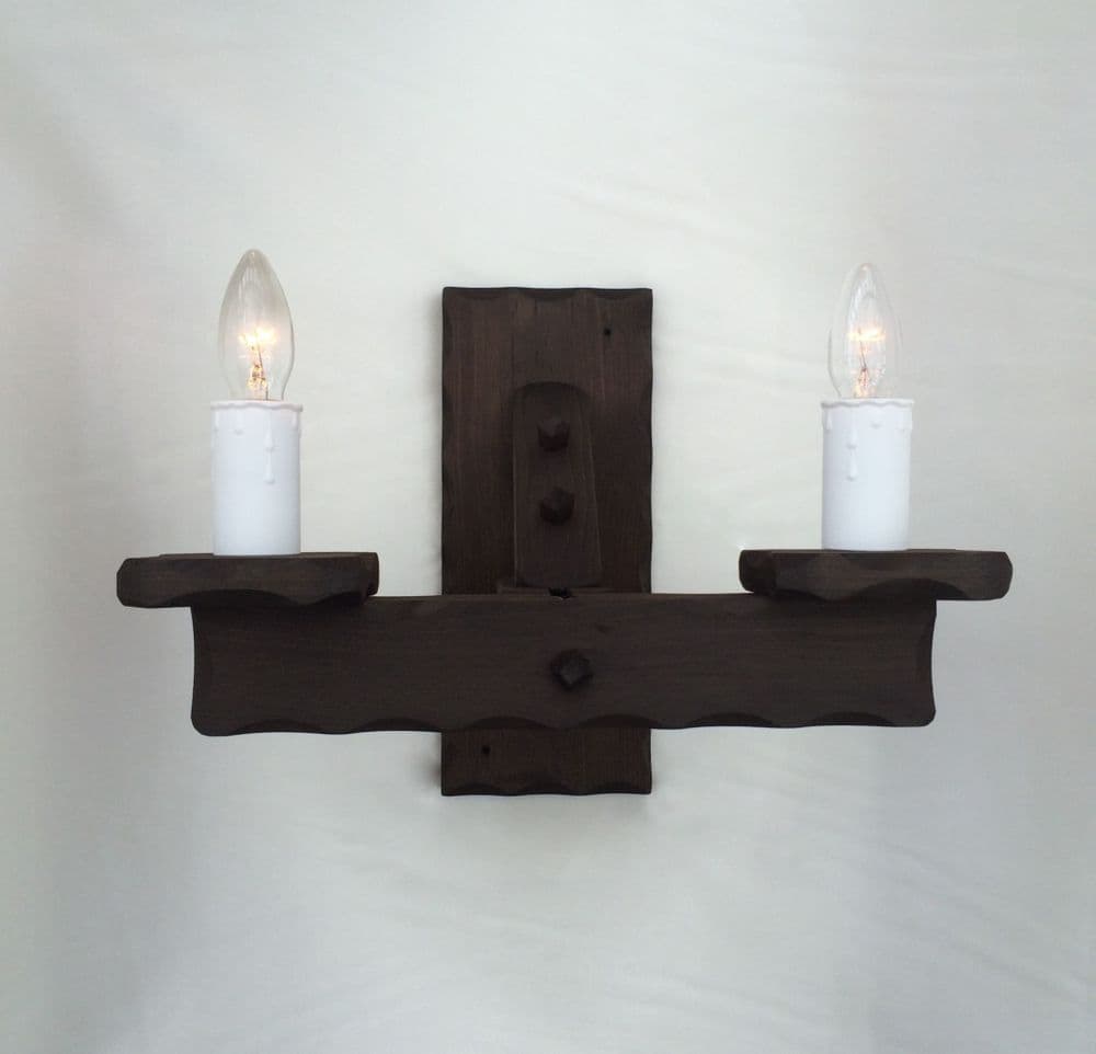 Rustic Extra Large 2Light Wooden Wall Light Tradwoodlights