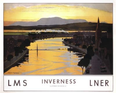 'Inverness', LMS/LNER  Railway Travel poster, 1923-1947. By Norman Wilkinson