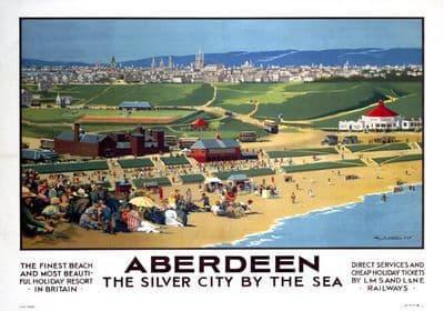 Aberdeen, The Silver City by the Sea. Vintage LMS/LNER Travel Poster by Alex McLellan