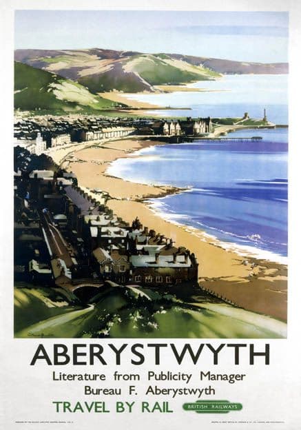 Aberystwyth, Ceredigion, Wales.  British Railways Vintage Travel Poster by Claude Buckle