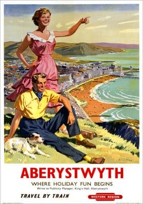 Aberystwyth, Where Holiday Fun Begins. BR (WR) Vintage Travel Poster by Harry Riley