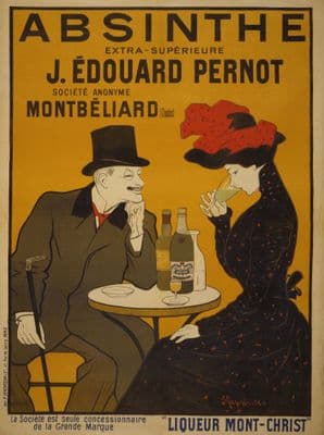 Absinthe extra-supérieure J. Édouard Pernot. Société Anonyme Montbéliard (Doubs) Liqueur Mont-Christ. Vintage Advertising Poster.