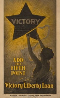 Add the fifth point--Victory Liberty Loan. Vintage American WW1 Poster.