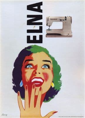 ADVERT UK SEWING MACHINE ELNA SMILE POSTER